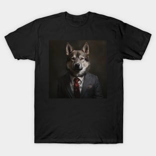 Norwegian Elkhound Dog in Suit T-Shirt